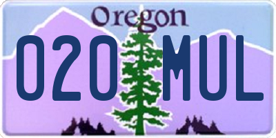 OR license plate 020MUL