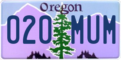 OR license plate 020MUM