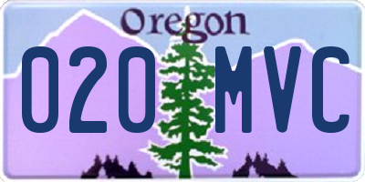 OR license plate 020MVC