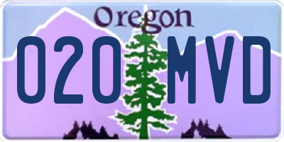 OR license plate 020MVD