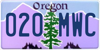 OR license plate 020MWC