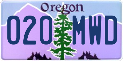 OR license plate 020MWD