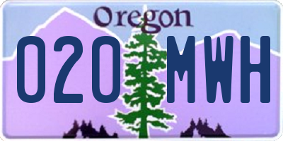 OR license plate 020MWH