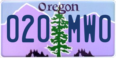 OR license plate 020MWO