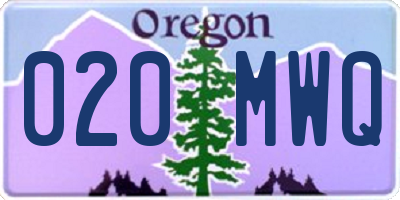 OR license plate 020MWQ