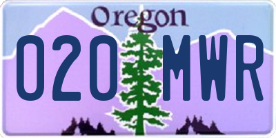 OR license plate 020MWR