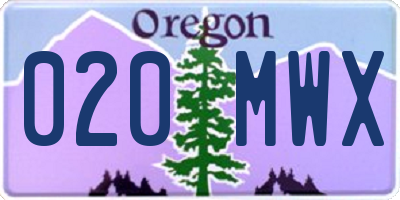 OR license plate 020MWX