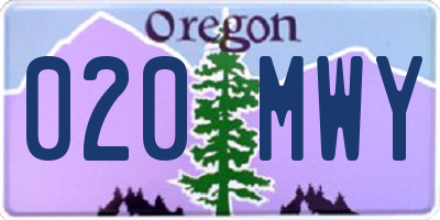 OR license plate 020MWY