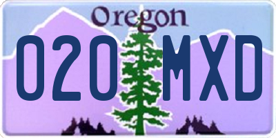OR license plate 020MXD