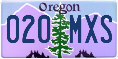 OR license plate 020MXS