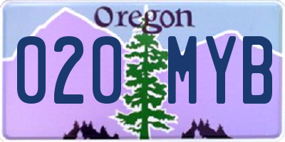 OR license plate 020MYB