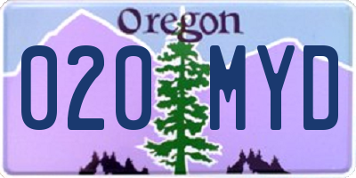 OR license plate 020MYD