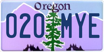 OR license plate 020MYE