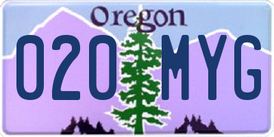 OR license plate 020MYG