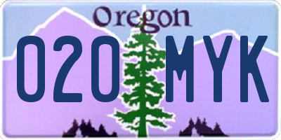 OR license plate 020MYK