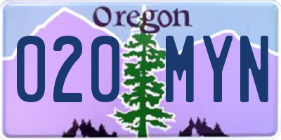OR license plate 020MYN