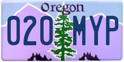 OR license plate 020MYP