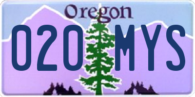 OR license plate 020MYS