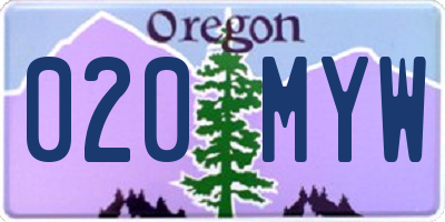OR license plate 020MYW
