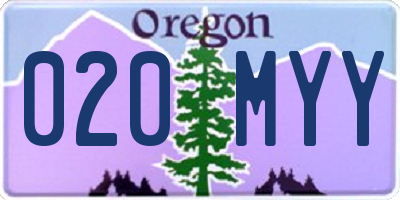 OR license plate 020MYY