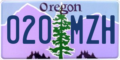 OR license plate 020MZH