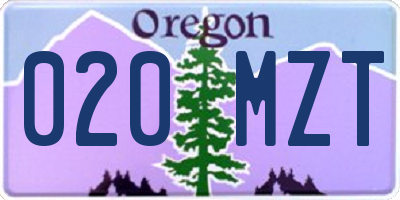 OR license plate 020MZT