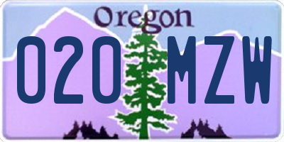 OR license plate 020MZW