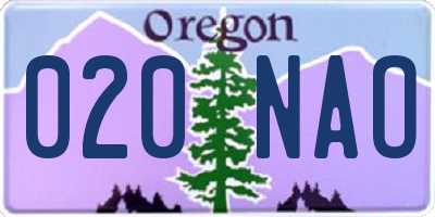 OR license plate 020NAO
