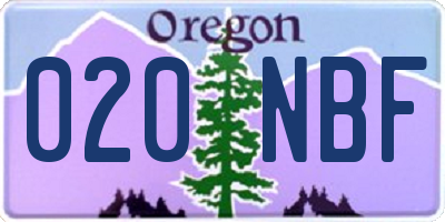 OR license plate 020NBF