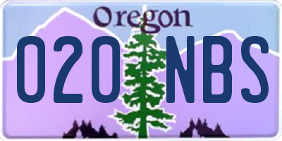 OR license plate 020NBS