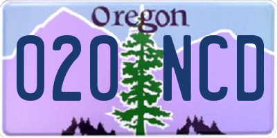 OR license plate 020NCD