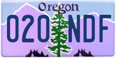 OR license plate 020NDF