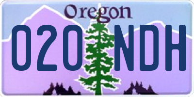 OR license plate 020NDH