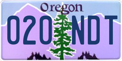 OR license plate 020NDT