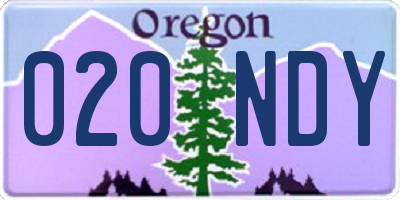 OR license plate 020NDY