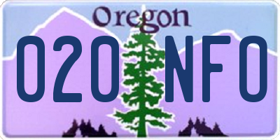 OR license plate 020NFO
