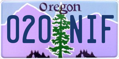 OR license plate 020NIF