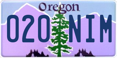 OR license plate 020NIM