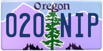OR license plate 020NIP