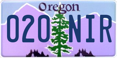 OR license plate 020NIR