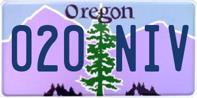 OR license plate 020NIV