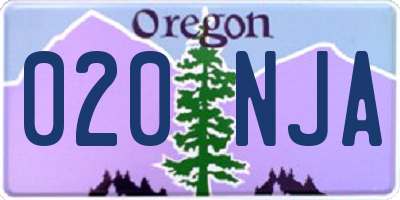 OR license plate 020NJA