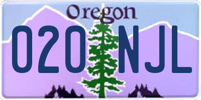 OR license plate 020NJL