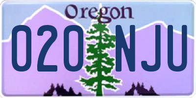 OR license plate 020NJU