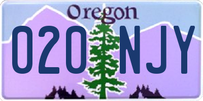 OR license plate 020NJY