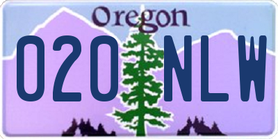 OR license plate 020NLW