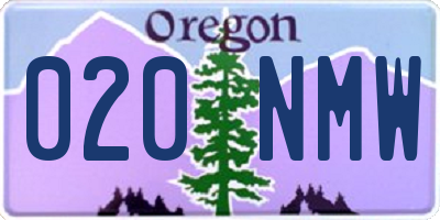 OR license plate 020NMW