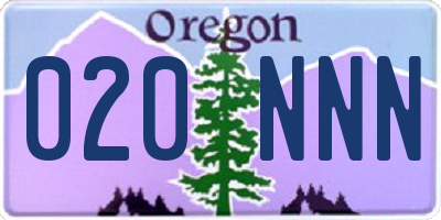 OR license plate 020NNN
