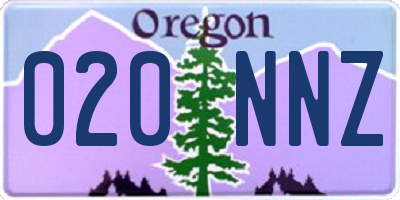 OR license plate 020NNZ