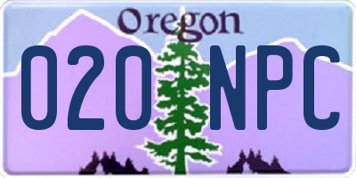 OR license plate 020NPC